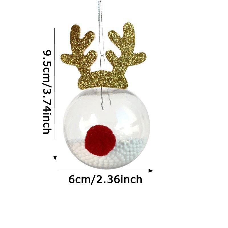 WTEMPO Christmas Tree Decoration Christmas Ball Decor Hanging Pendents for Store & Home & Office Christmas Tree PET Clear Ball Antler Snowman Pendants