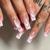 24-Pack Medium & Long White French Ballet False Nails with Glitter Powder