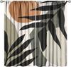 Mid Century Abstract Boho Orange Decor Curtain, Spring Summer Pink Green Nature Leaf Sun Modern Home Kitchen Livingroom Coffee