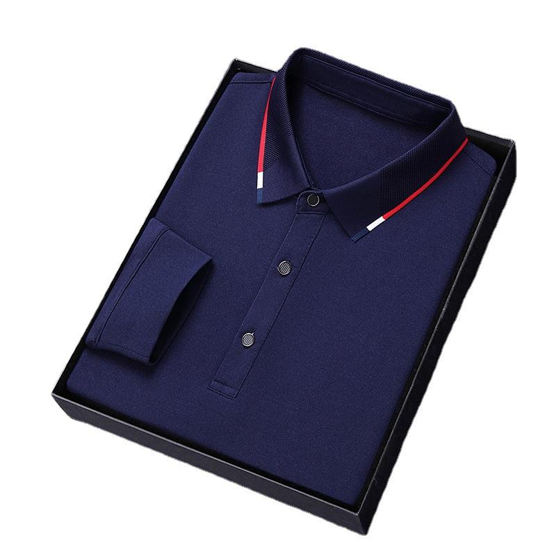 Spring and Autumn Men's Solid Color Shirt Simple All-Match T-shirt High Quality Polo Shirt