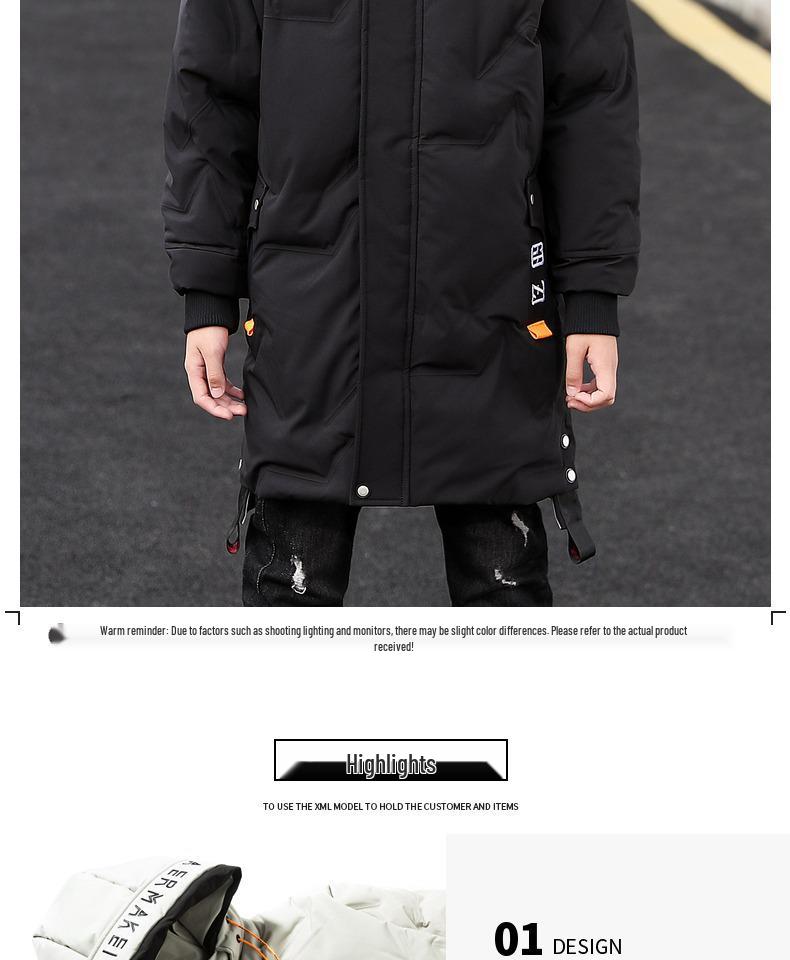 Boys' Winter Mid-Length Cotton Coat 2024 - Thick, Trendy Down Jacket for Kids