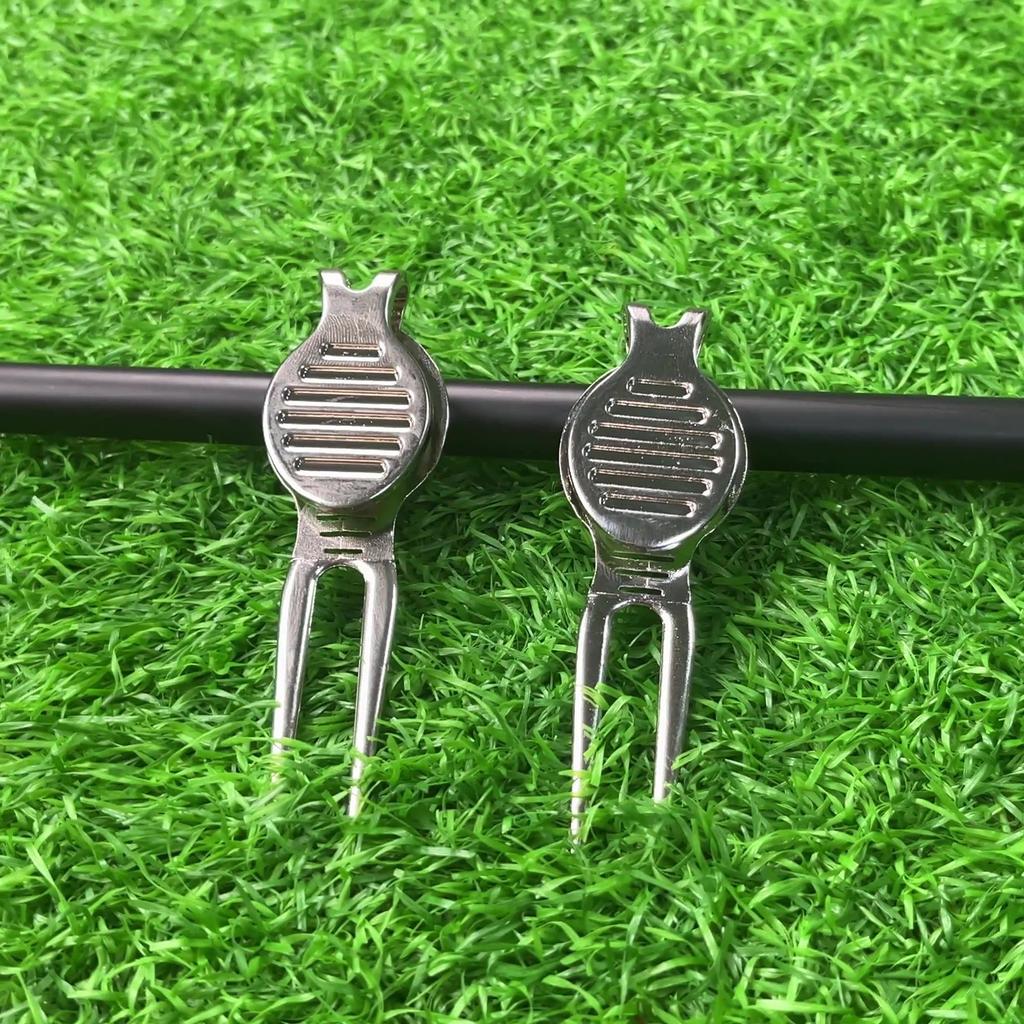 Aluminum Golf Greens Fork Divot Repair Tool Dual Prong Design for Golf Turf Maintenance Portable Golf Accessories