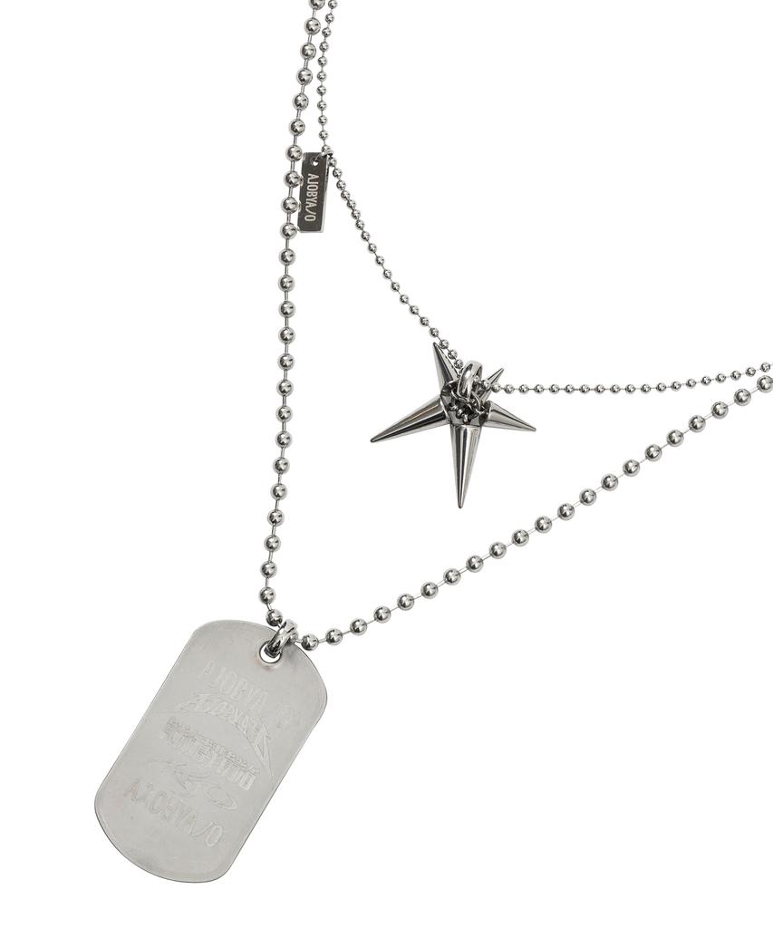 Ajobyajo Dog Tag Layered Necklace [Silver]
