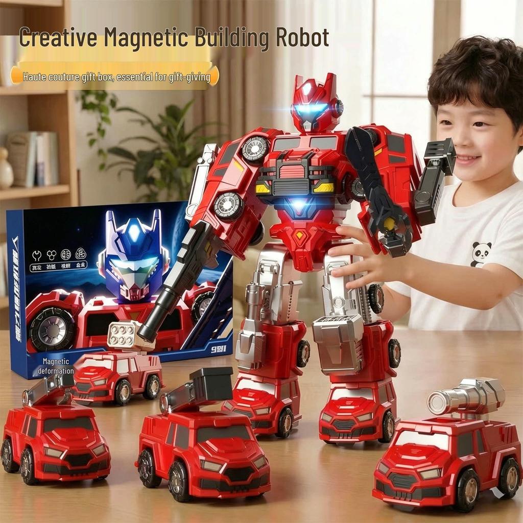Magnetic Deformation Toy Car & Robot Assembly