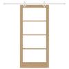 Sliding Door Natural 93 X 202 Cm Solid Pine Wood and Glass