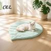 Non Slip Pet Mat for Furniture Leaf Shaped Mat, Soft Reversible Cat Sleeping Pad, Washable Indoor Padded Dog Bed Sofa Floor Crate Use Natural