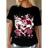 Fit Hazbin Hotel Alastor What Now Jumbo Print Charcoal Women's T-Shirt Unisex Graphic Cotton Tee Printing High-end Luxury Unisex Style