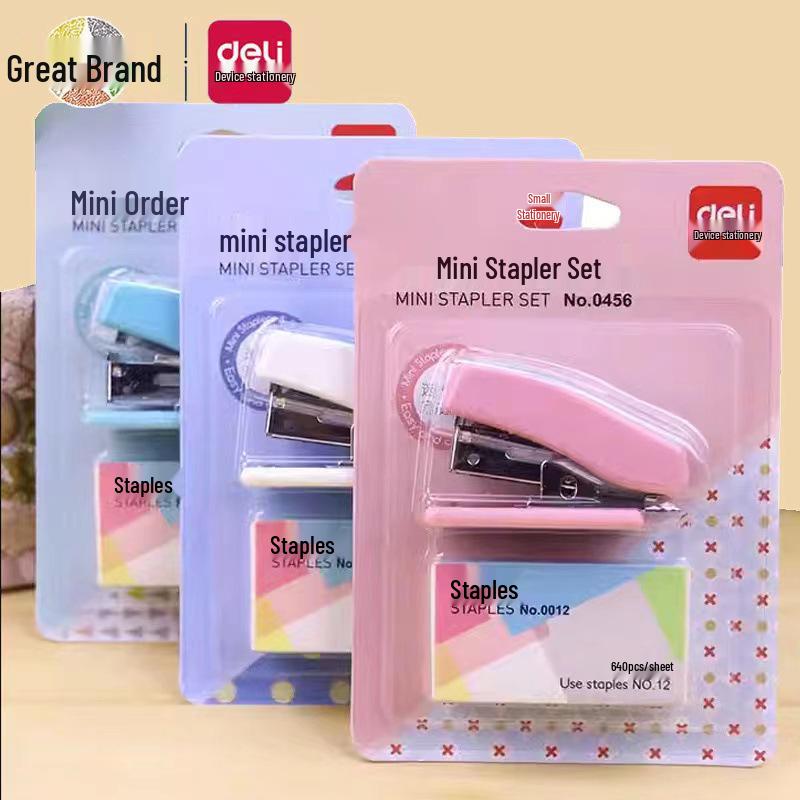 Deli 0456 No. 12 Mini Stapler Set with Tail Stapling Design