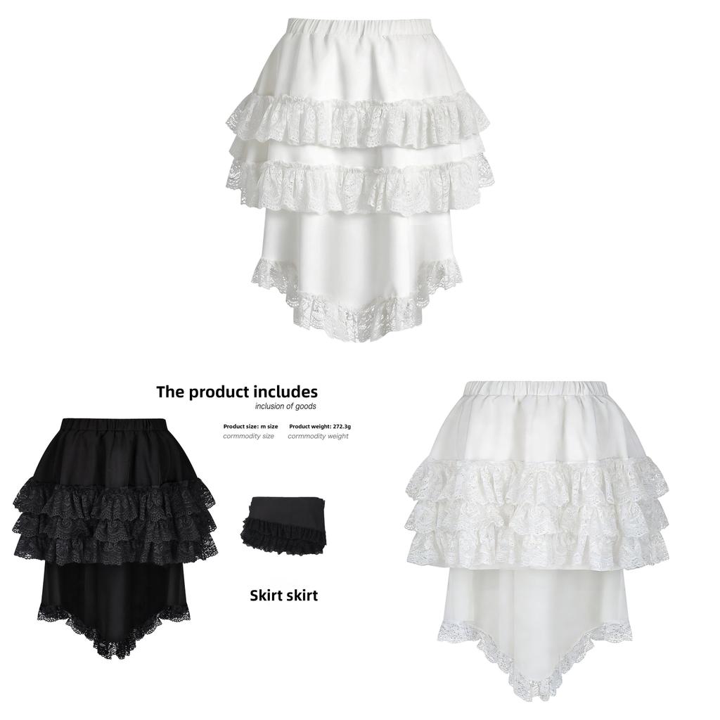 Gothic Punk Skirt With Lace Hem For Alternative Fashion And Daily Wear