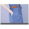 Plus Size Women Summer Fashion Denim Dress Casual Washed Patchwork Design Fat Ladies Clothing