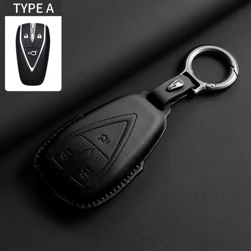 Leather Car Key Case Cover Holder Keychain Protective Shell for Changan Deepal S7 SL03 UNIT UNIK CS35 Plus CS55 Plus CS75