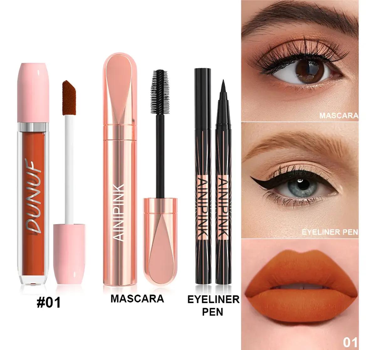 Set Of 3: Lip Gloss, Mascara And Eyeliner.