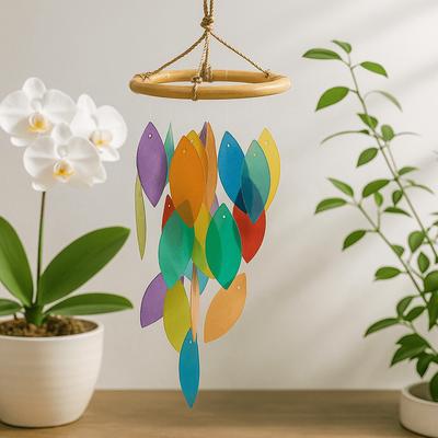 Wind Chime Rainbow Leaf Bamboo Drop