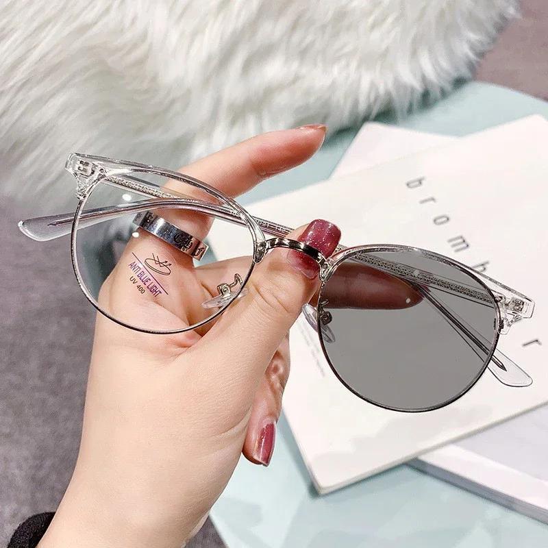 

Classic Round Photochromic Reading Glasses Frame Women Vintage Metal Anti Blue Light Eyeglasses Female Presbyopia Eyewear 0