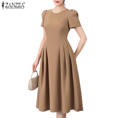 Lässiges Sommerkleid mit Rundhalsausschnitt und kurzen Ärmeln für Damen