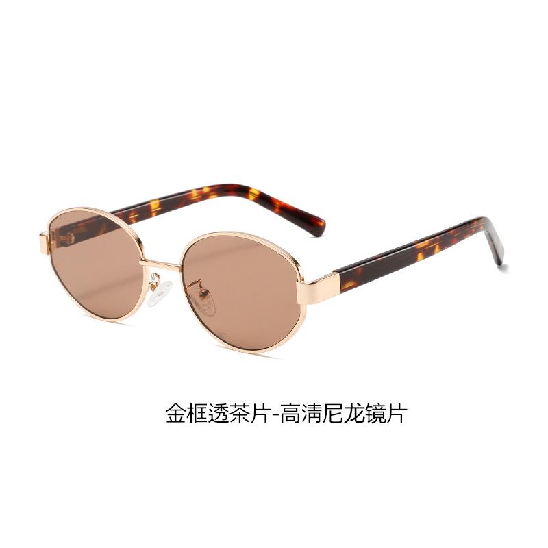 

Nylon sheet retro Hong Kong style tortoiseshell sunglasses for men and women, high-end oval glasses, UV protection sunglasses High-quality board frame+