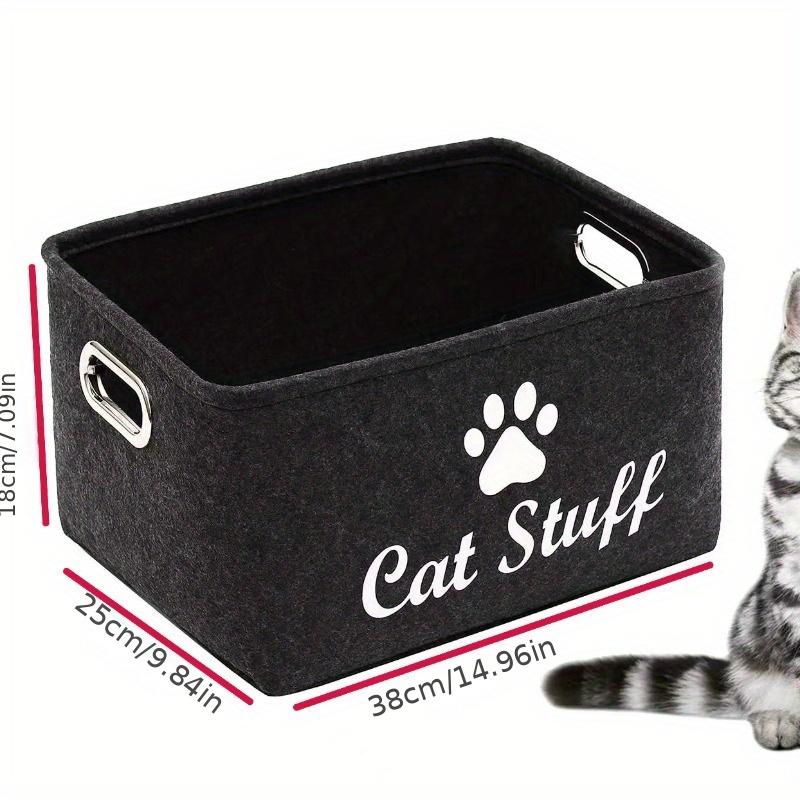 Plush Toy Storage Box Pet Toy Organizer Felt Basket with Iron Handle Storage Bin