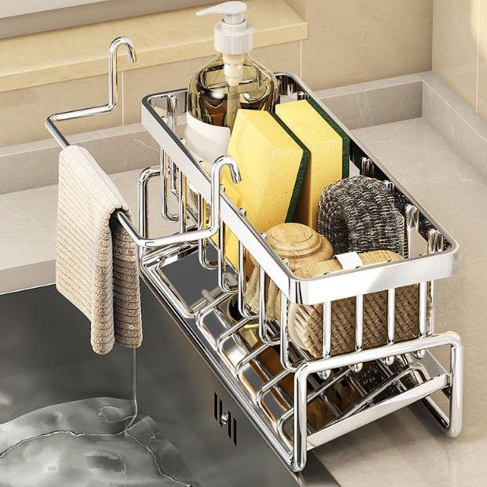 Stainless Steel Sink Drain Rack Large Capacity Dishcloth Rack Sponge Holder  for Home