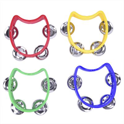 Hand Held Tambourine Metal Bell Plastic Percussion For Ktv Party Kid Game Toy