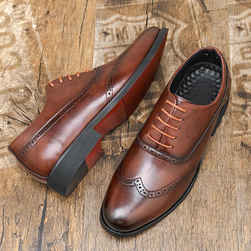 Fashion New Gentleman Fashion Black Brown Lace Up Oxford Brogues Shoes Luxury Designer Formal Wedding Prom Dress Homecoming Footwear