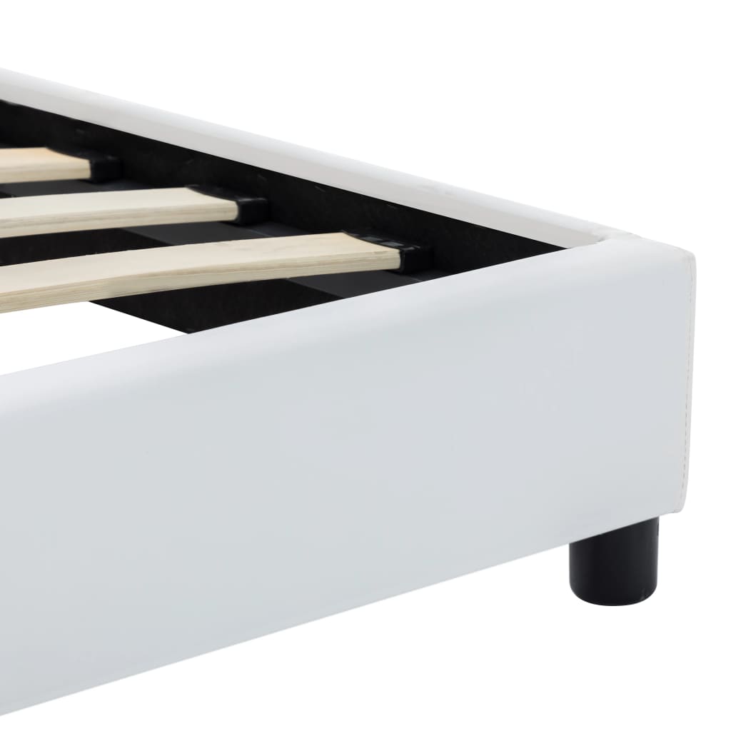 Bed Frame in White Faux Leather 120 x 200 cm