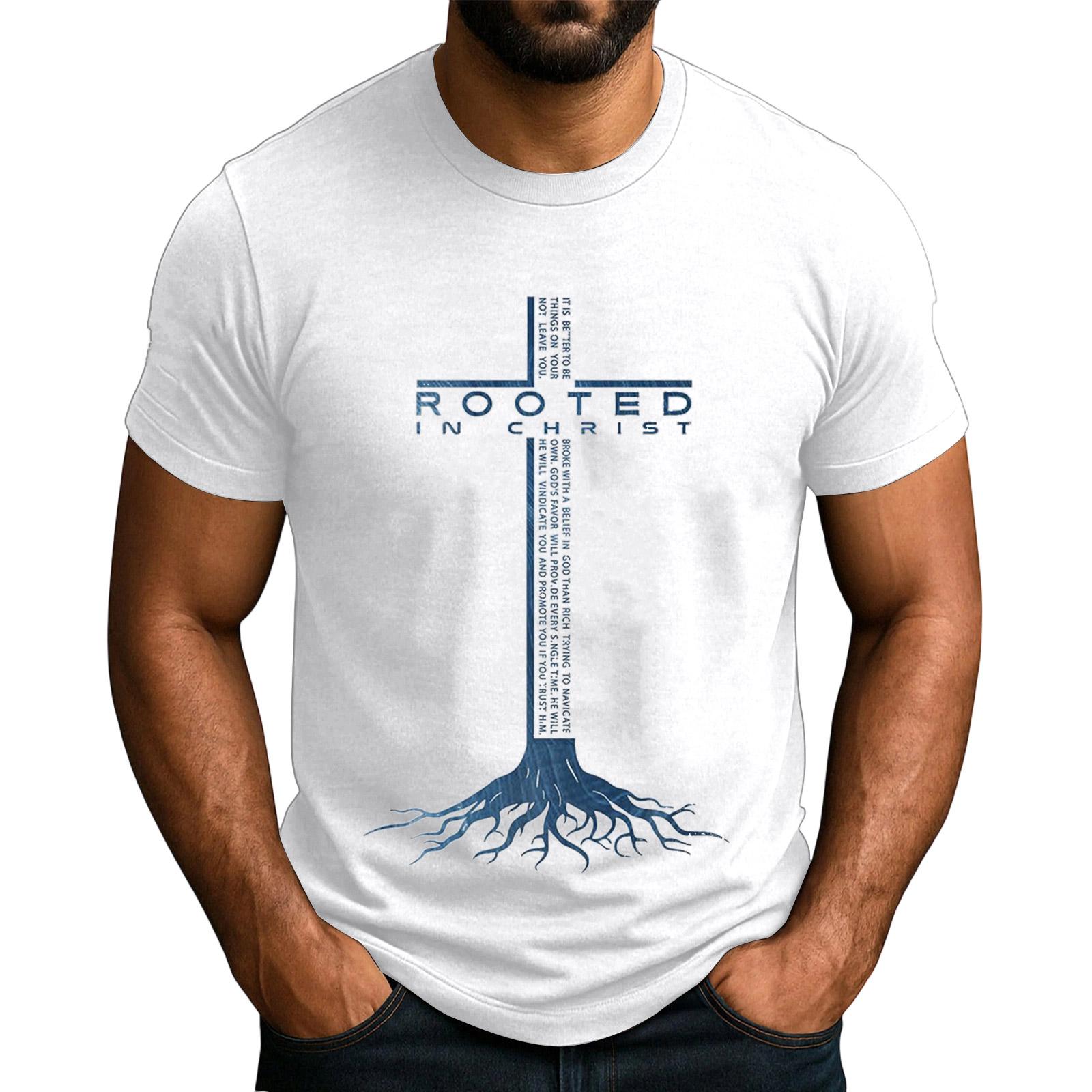 Мужская популярная футболка с принтом, круглым вырезом и коротким рукавом XL белый