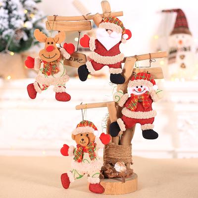 Christmas Hanging Ornaments Cute Fabric Dolls Santa Snowman Reindeer Bear Decorations for Christmas Tree Holiday Party Gift