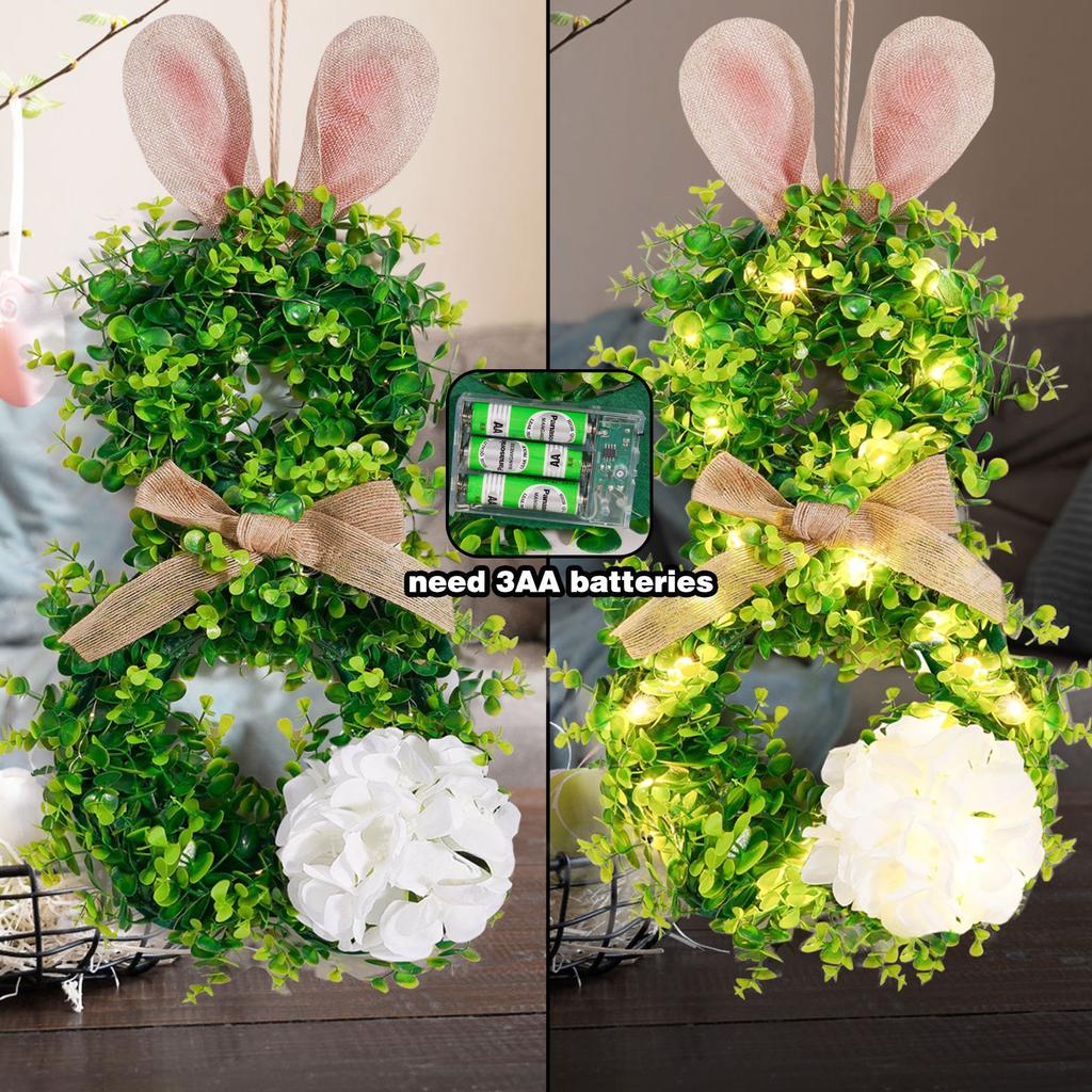Spring Wreath Door Hanging Decoration Artificial Wreath with LED Light for Front Door Porch Wedding Indoor and Outdoor