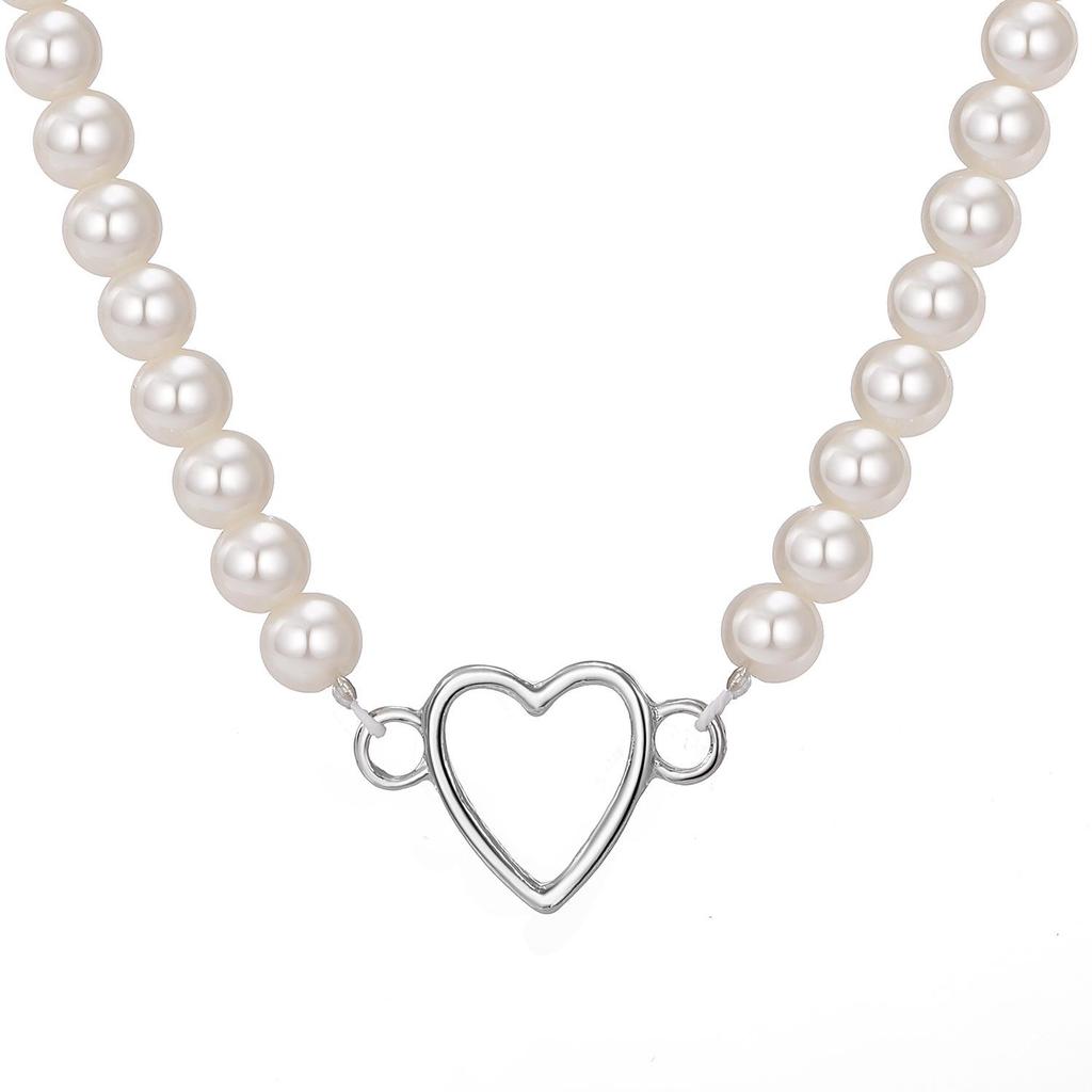 Collana Trendy con Ciondolo a Cuore per Donna - Catena Minimalista per la Clavicola con Chiusura OT per uno Stile alla Moda