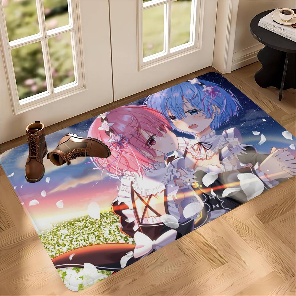 Classic Ram And Rem Re0 Starting Life In Another World Floor Mat INS Style Soft Bedroom Floor House Laundry Room Mat