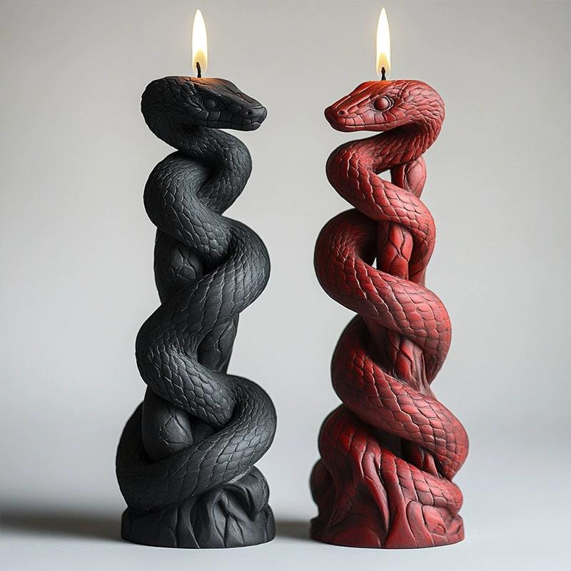 Snake Coiled Around Pillar Relief Cylindrical Candle Silicone Mold Cylinder Resin Silicone Mould Coiled Snake Gypsum Molds