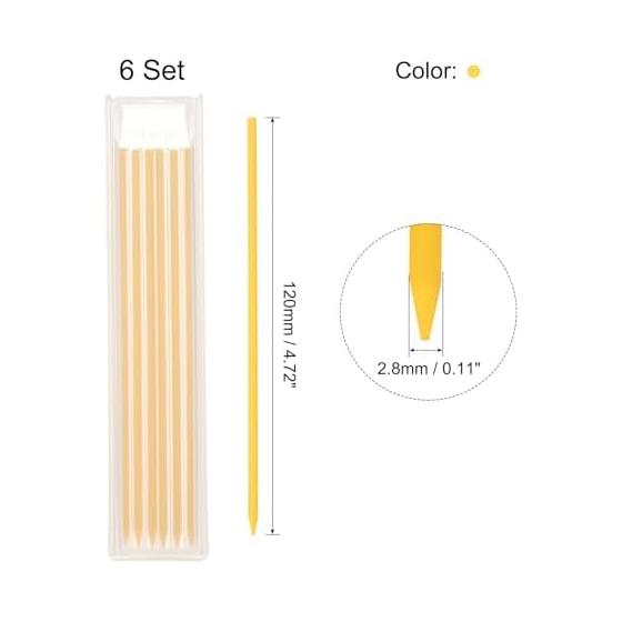 uxcell 36pcs Carpenter Pencils Refills, Mechanical Pencil Lead, 2.8mm, for Construction, Woodworking, Deep Hole Marking, Yellow, Resin, 120mm Long,