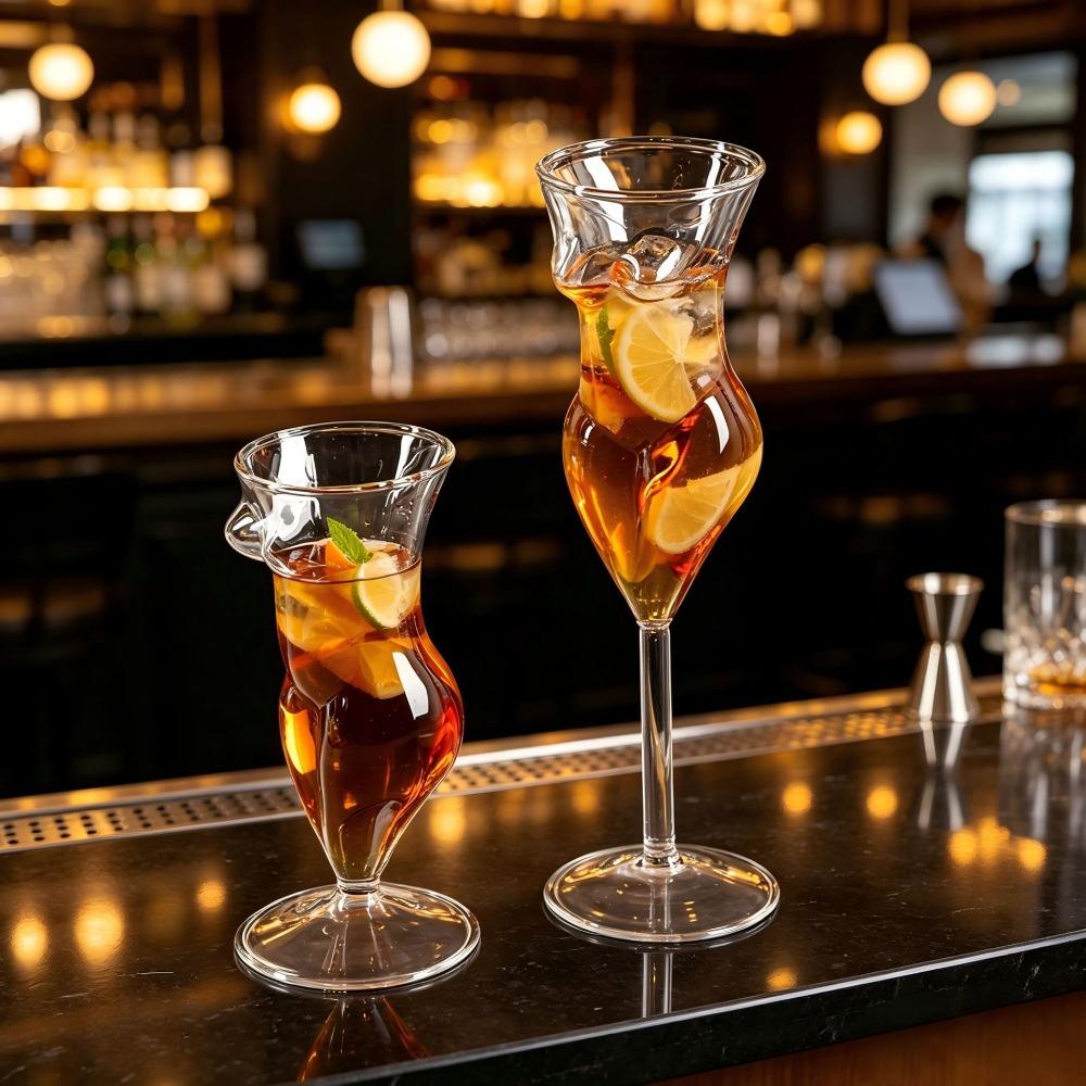 Bicchiere da Cocktail Corpo Femminile Visibile Bicchiere da Whisky Trasparente Tazza Alta Elegante Pub