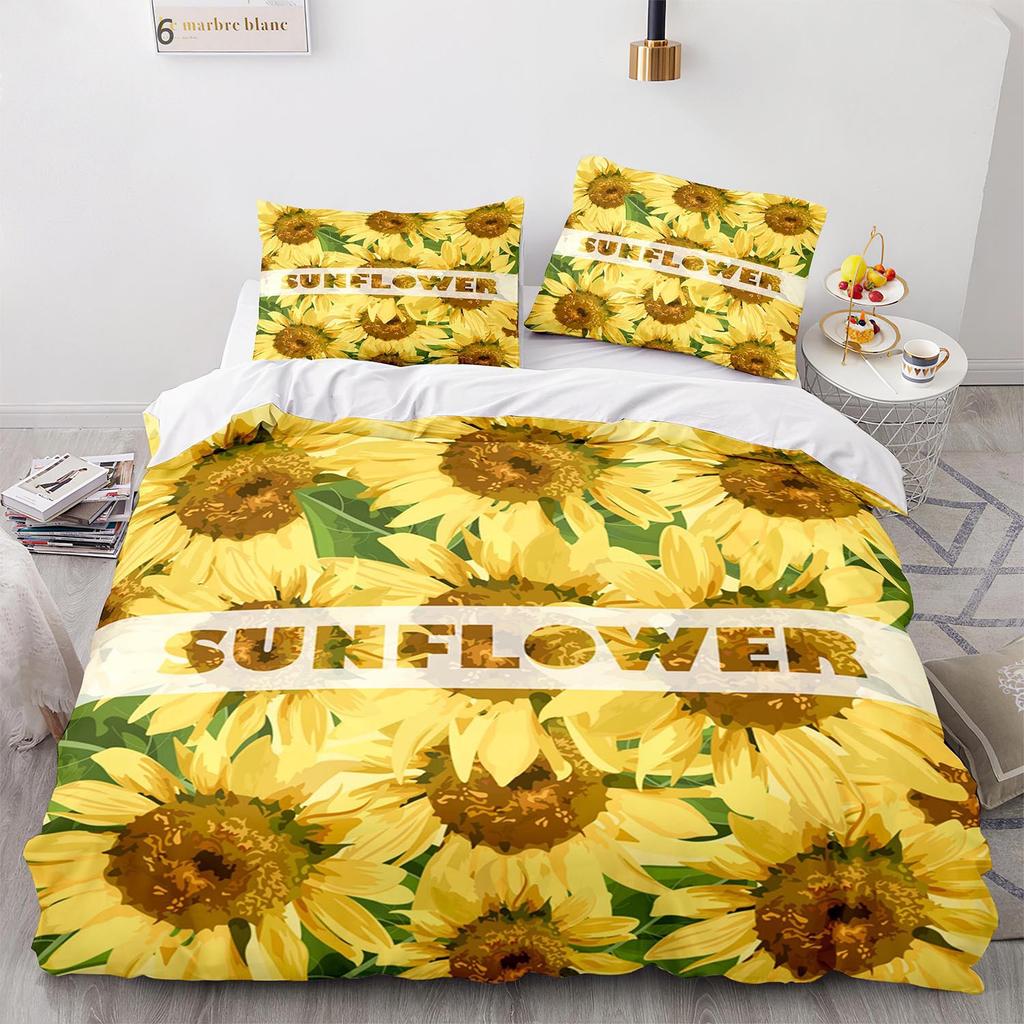 Digital Printing Three-Piece Sunflower Quilt Cover Size Quilt Cover 3D