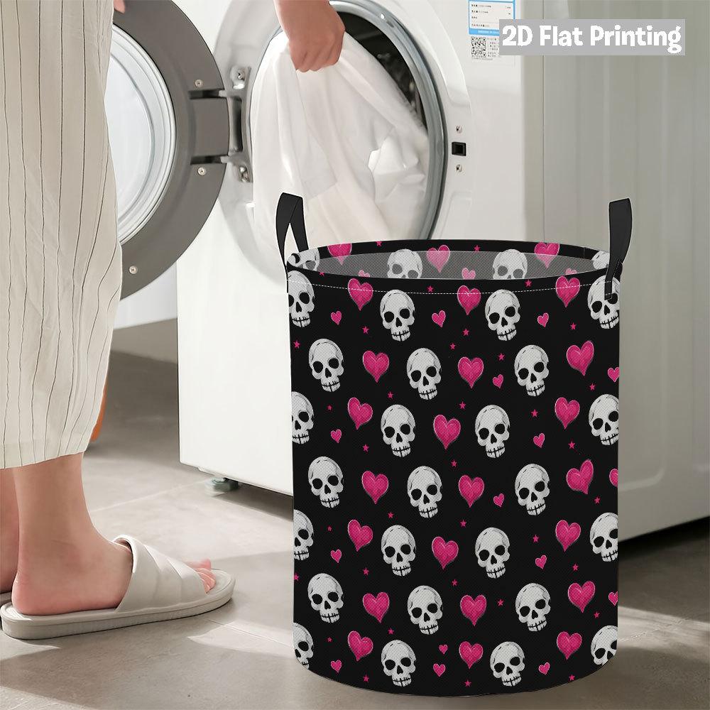 Collapsible Laundry Basket Large Round Waterproof Fabric Hamper Dirty Clothes Storage Bin Toy Organizer with Handles
