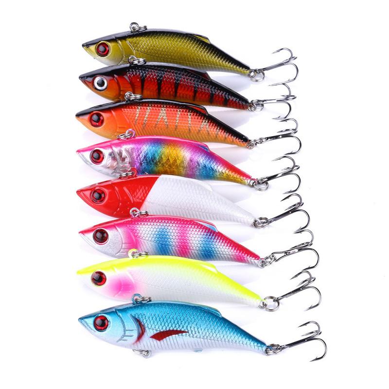 Micro-ObjectVIBLure bait8PCSSuit8CM 11.8GPlastic lure for largemouth bass, shiny lure for long-distance casting, freshwater all-