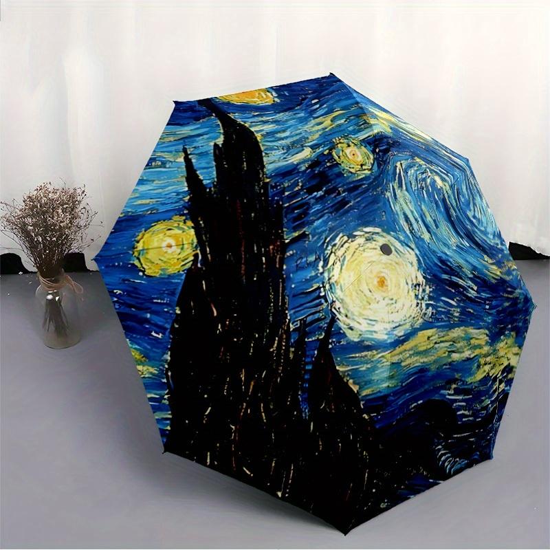 1pc Starry Night Sky, Automatic Open/close Folding Umbrella, Compact Portable Travel Umbrella,Durable Construction Yy250814123