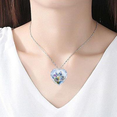 Heart Necklace Elegant Trendy Exquisite Women Butterfly Pendant Necklace