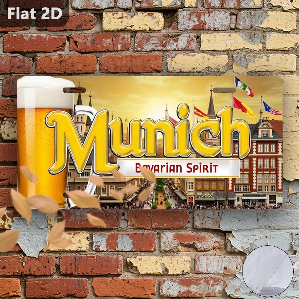 D Flat pc Munich Germany Beer Festival Bavarian Spirit License Plate Retro German Metal Sign with LwenbruInspired Logo