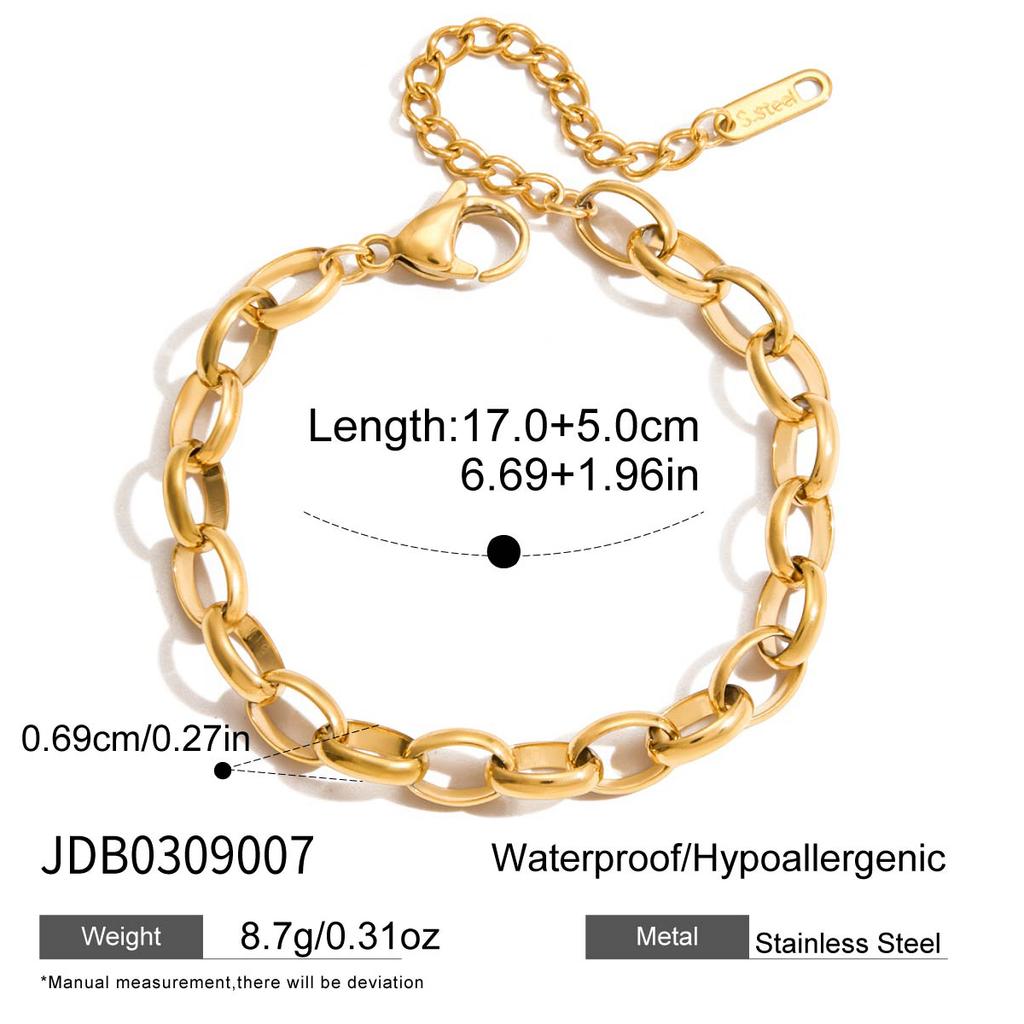 J&D 18K Gold Plate Stainless Steel Bracelet Classic Cross Acrylic Pearl White Cubic Zircon Bracelet