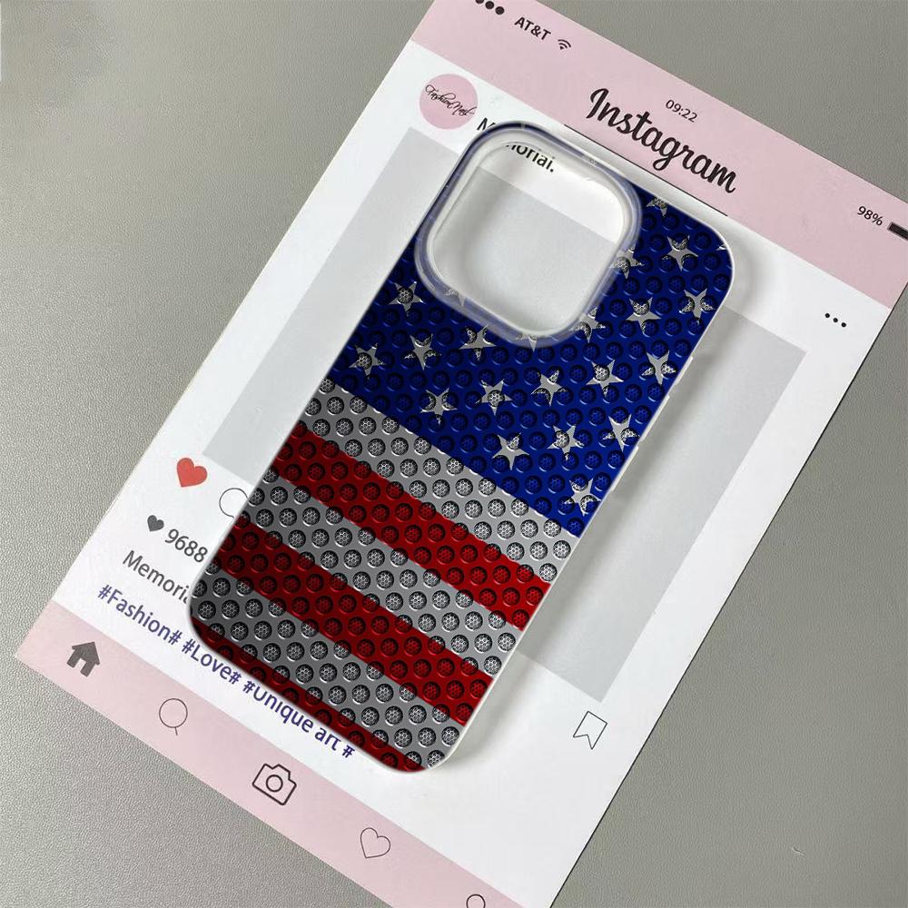 

American Flag Phone Case for iPhone 17 16 15 14 Plus 13 12 11 Pro Max Glitter Studded Patriotic USA Flag Design Shockproof Cover For iPhone X XS