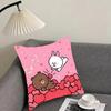 B-Brown Bearr And Cony Cute Cushion Cover Pillowcase Ultra Soft Skin Friendly Fabric Cloud Like Comfort & Concealed Zipper