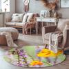 Frühlingsblumenmuster Runde Form Fußmatten Küche Flur Läufer Teppich Schlafzimmer Wohnzimmer Weicher Teppich Rutschfester Bereichsteppich