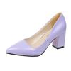 Fashion Patent Leather PU Woman Pumps 10cm Square Heels Sexy Party Pointed Toe Luxury Women's Shoes Super Big Size 35-43