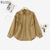 ZANZEA Women Turn Down Collar Loose Causal Long Sleeve Blouse