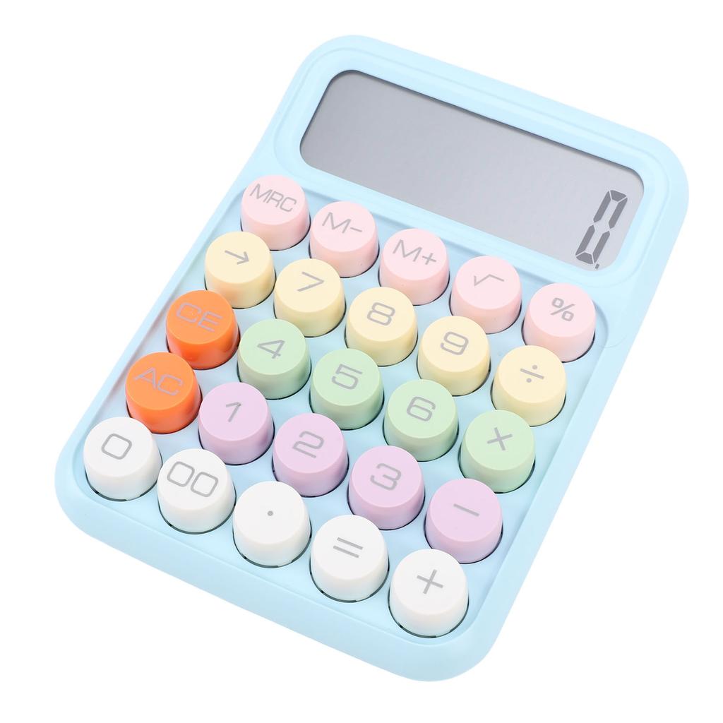 Colorful Calculator Standard 12 Digits Display Large Button Mechanical Keypad Calculator for Office School Sky Blue