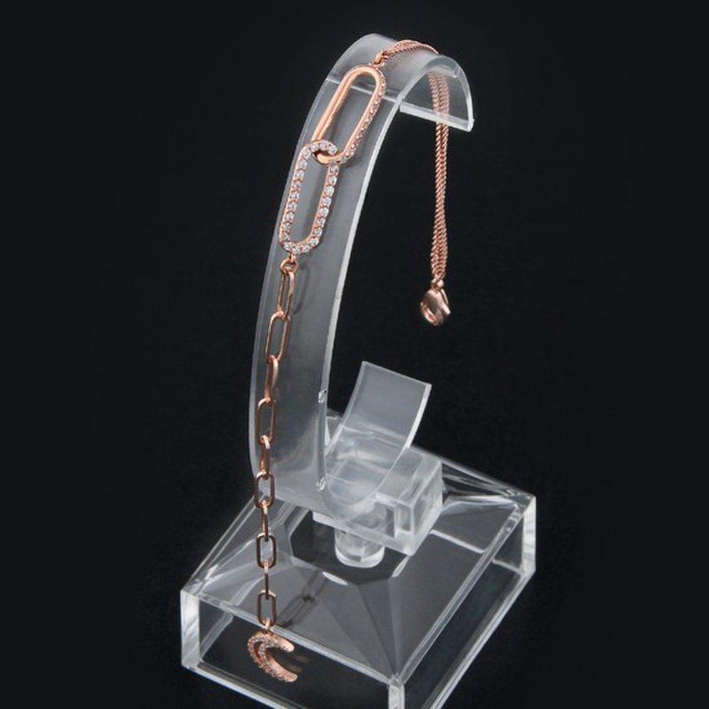 Selina Women's Fashion Two-Line Layered Crescent Moon Clip Chain Friendship Bracelet