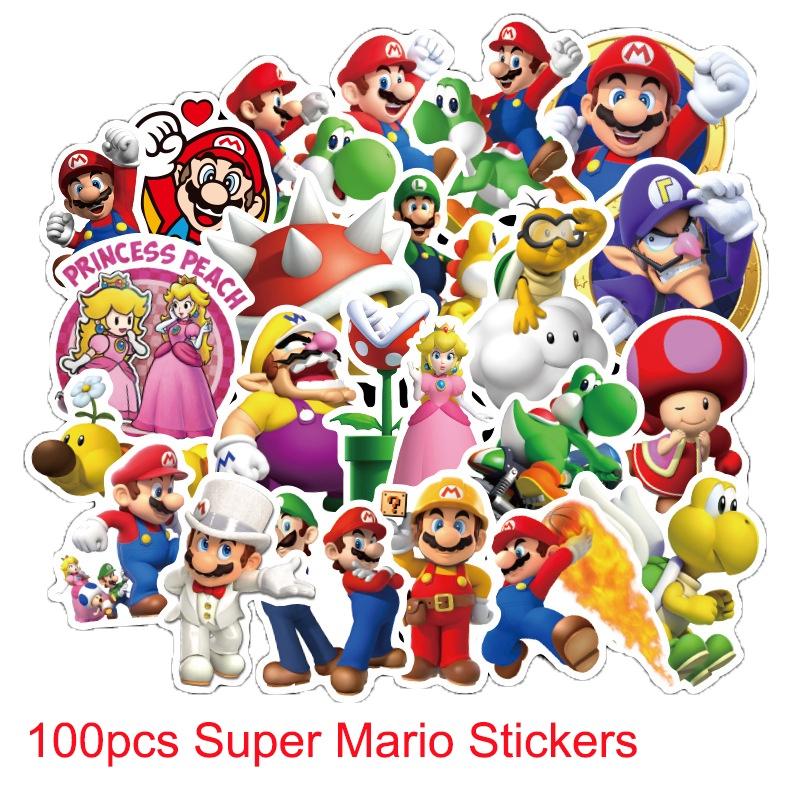Super Mario 100pcs Bros Princess Kawaii Notes Stickers Laptop Waterproof Bikes