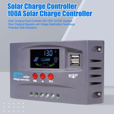 Controlador de Panel de Carga Solar 30A-100A Sistemas 12V/24V Regulador de Carga Solar con Estabilización de Voltaje Protección contra Sobrecarga Disipación de Calor
