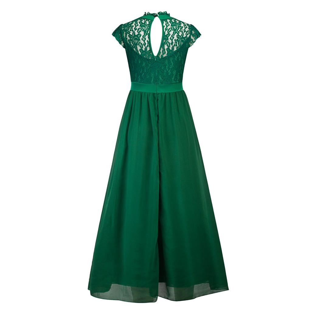 Amazon spring and summer lace dress European and American foreign trade mesh hollow splicing chiffon bridesmaid banquet dress dress